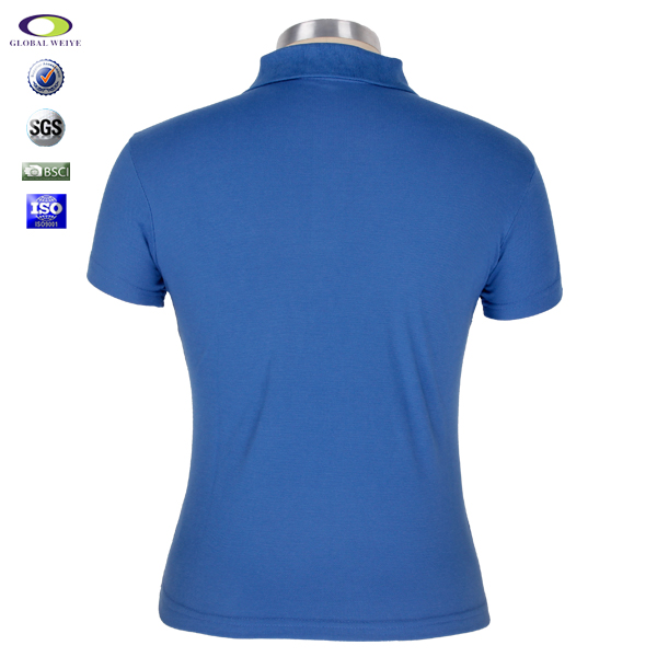 女士蓝色polo衫刺绣翻领短袖T恤衫