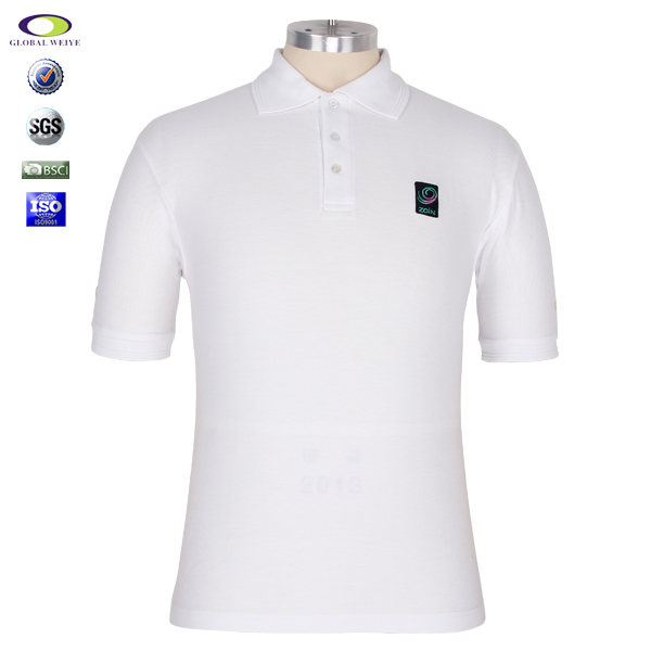 100%棉PK面料定制白色polo衫品牌绣花logo