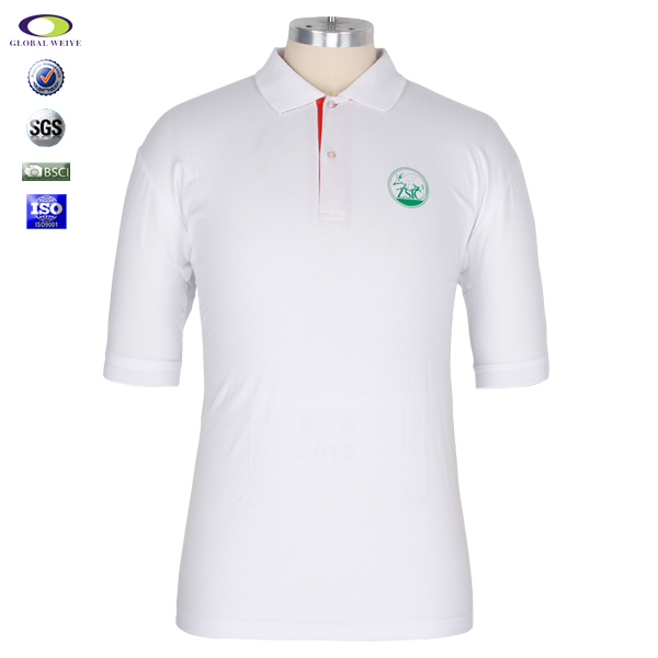 100%棉白色polo衫男装定制可爱动物印花图案