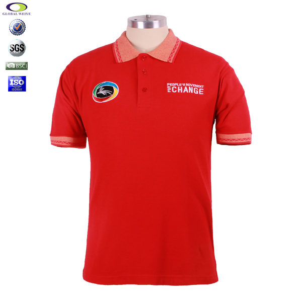 100%棉中国红polo衫男装定制特色翻领款式