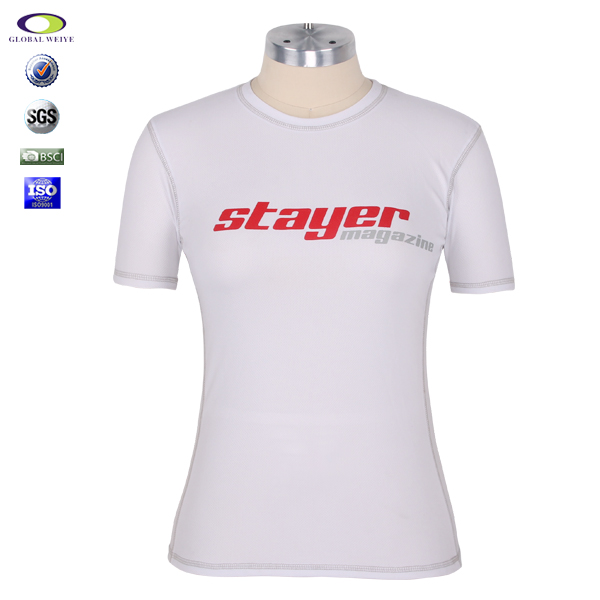 定制女士白色圆领短袖丝网印logoT恤衫