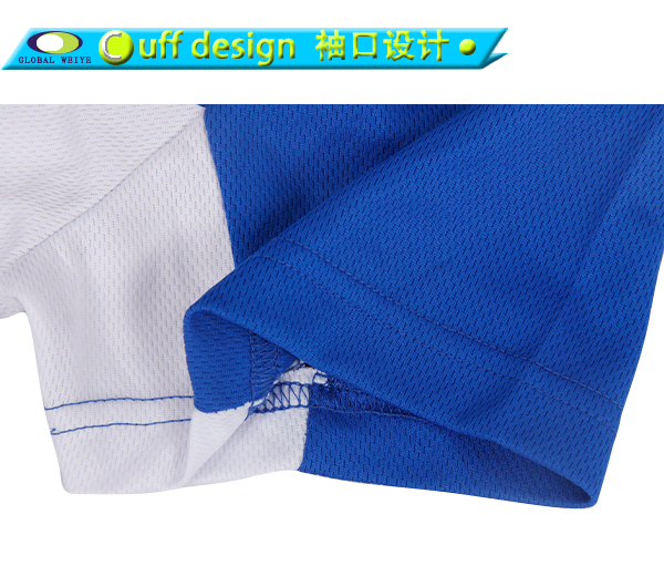 女士蓝白拼接V领短袖空白T恤衫定制