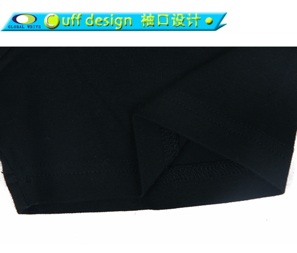 定制女士黑色V领短袖印花T恤衫