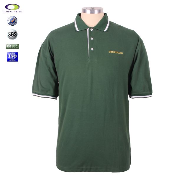 100%纯棉高档POLO衫定制色织领绣花马球衫