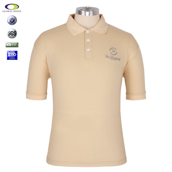 100%精品棉绣花高档POLO衫定制卡其色男装