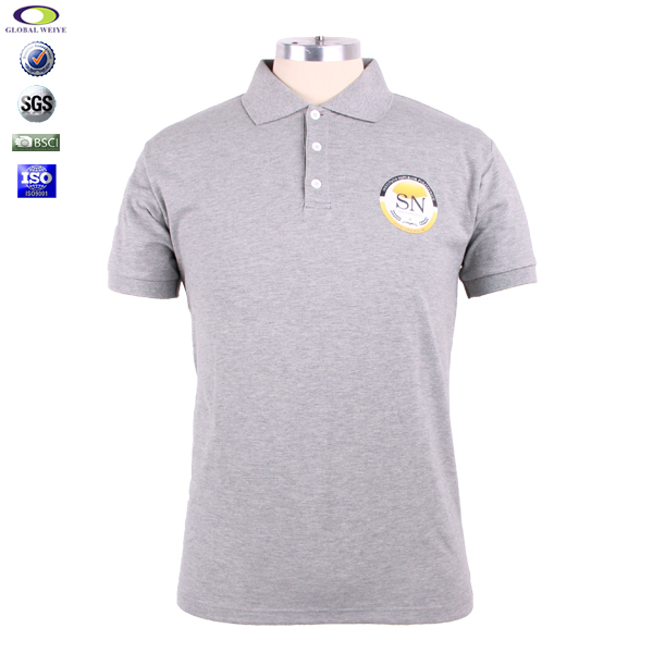 100%棉麻灰色polo衫男装定制烫画logo