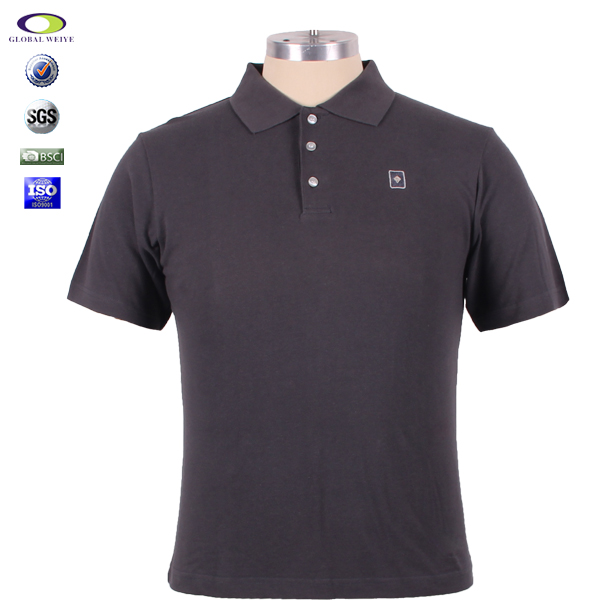 100%棉咖啡色polo衫男装短款定制小绣花logo