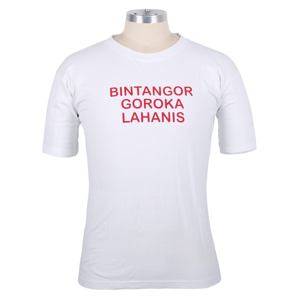 白色字母印花宣传活动圆领纯棉T恤