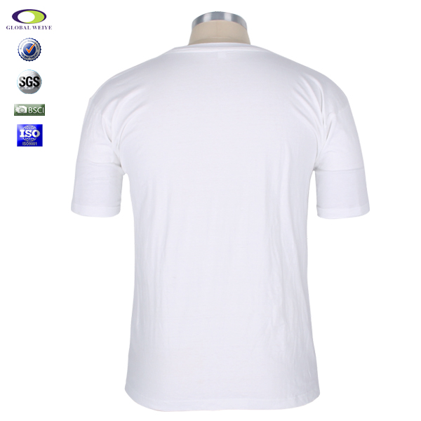 白色字母印花宣传活动圆领纯棉T恤