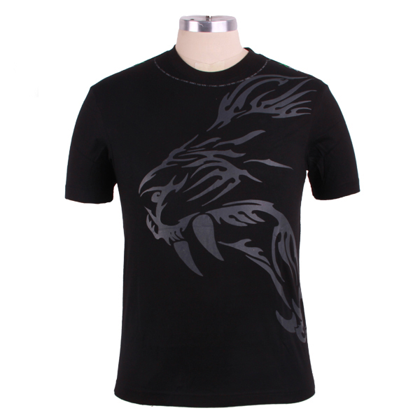 亮光银色印花男士全棉T恤衫