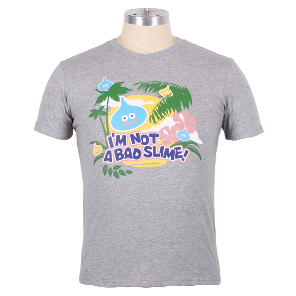 卡通印花麻灰色男士全棉圆领T恤