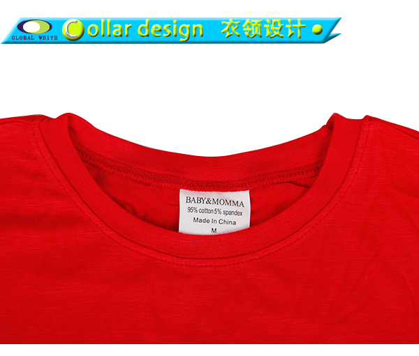 红色印花女士圆领短袖T恤衫定制