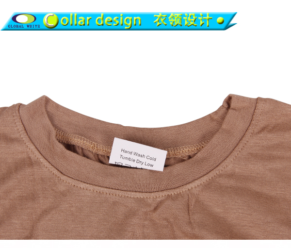 定制咖啡色长款印花女士圆领短袖T恤衫