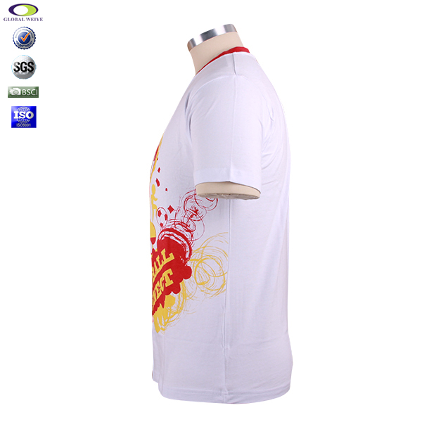 男士T恤衫圆领印花短袖世界杯异色领上衣