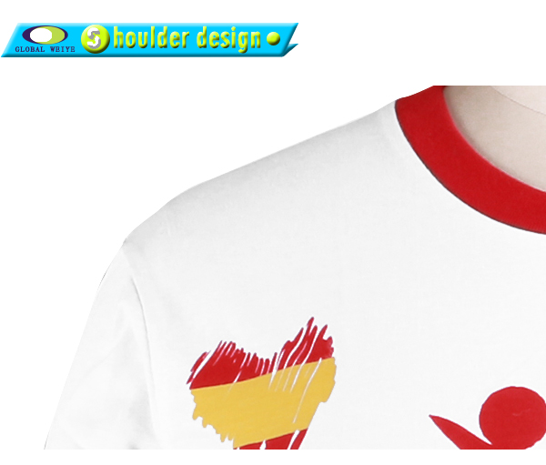 男士T恤衫圆领印花短袖世界杯异色领上衣