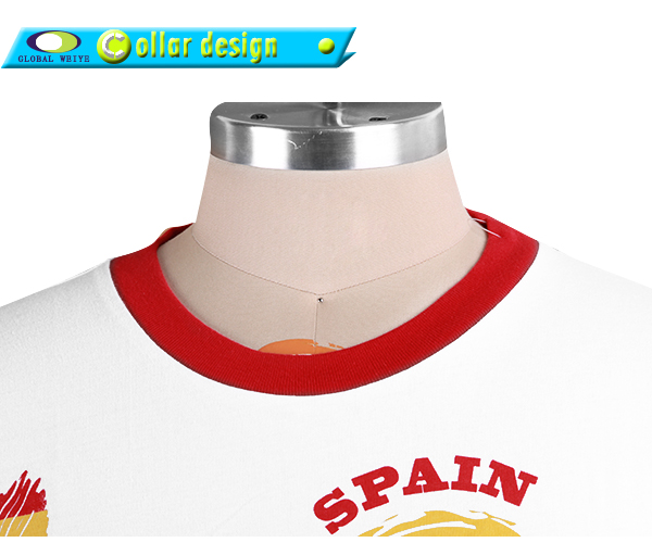 男士T恤衫圆领印花短袖世界杯异色领上衣