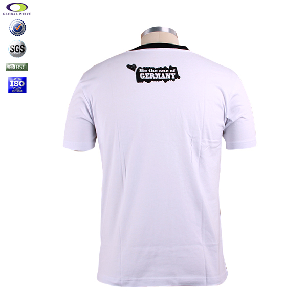 男士纯棉圆领套头T恤衫印花短袖世界杯异色领上衣定做