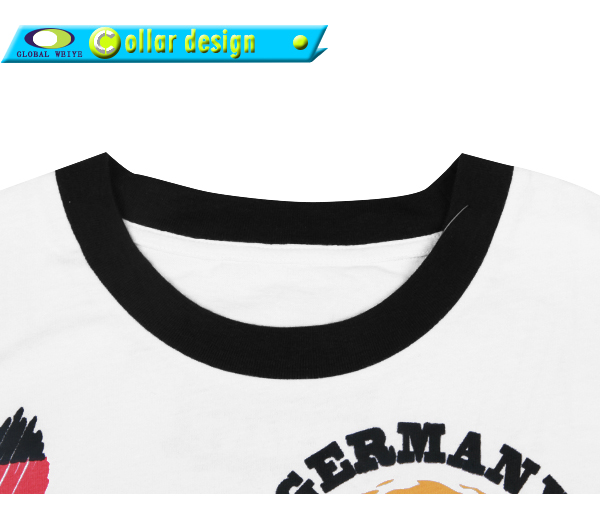 男士纯棉圆领套头T恤衫印花短袖世界杯异色领上衣定做