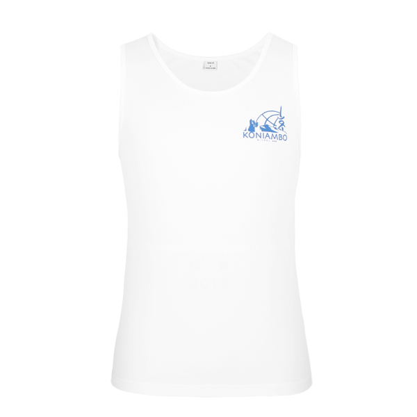 100%涤圆领印花网眼无袖篮球白色运动衫