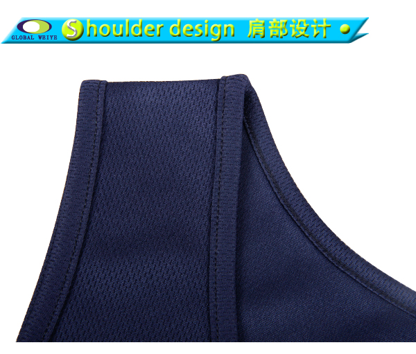 100%涤圆领印花网眼无袖篮球深蓝色运动衫