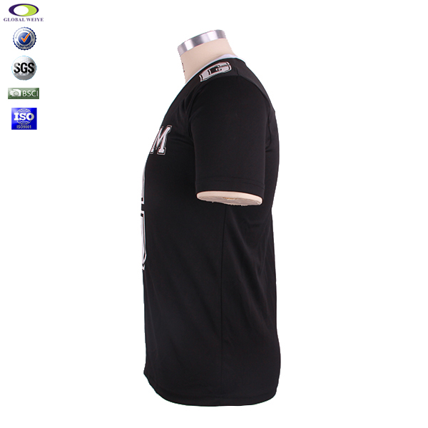 订制男士全涤V领印花T恤衫篮球运动服套头短袖