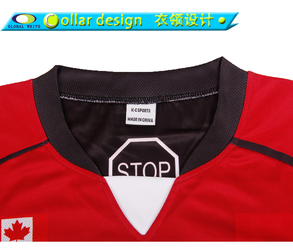 红色100%涤纶冰球印花球服大码运动衫