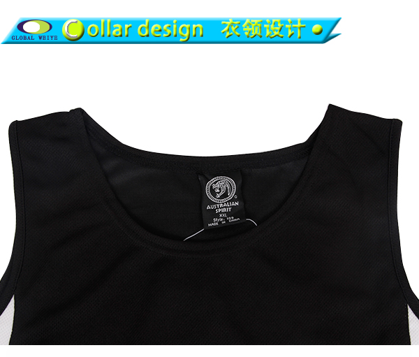 黑白拼接全涤网眼无袖上衣篮球服运动衫