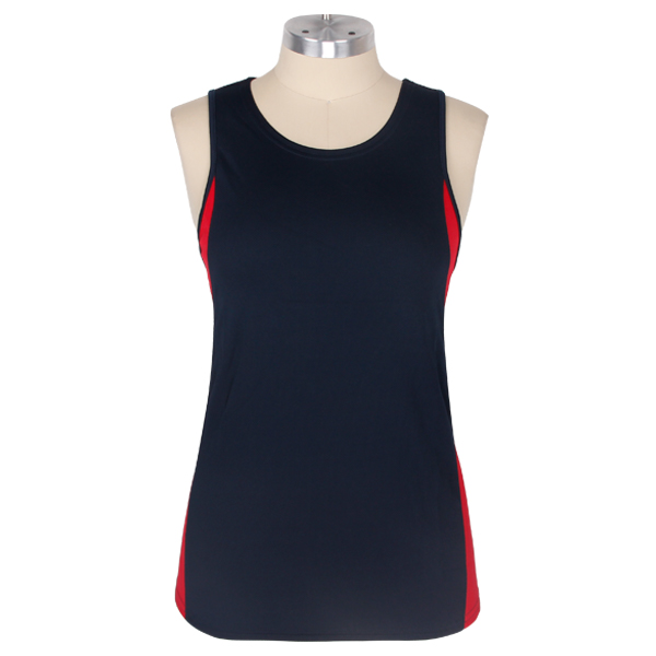 黑红拼接全涤网眼无袖上衣篮球服运动衫