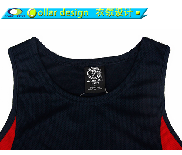 黑红拼接全涤网眼无袖上衣篮球服运动衫