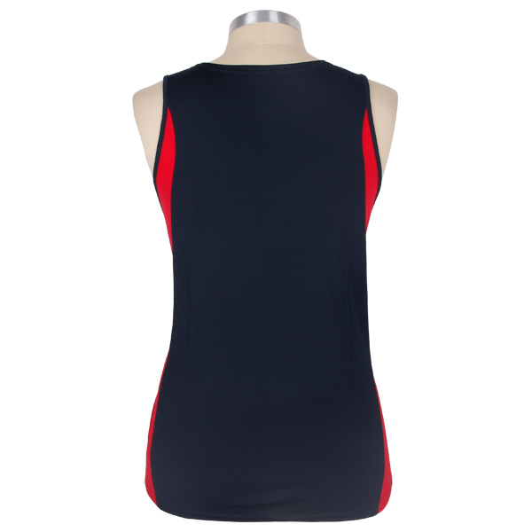 黑红拼接全涤网眼无袖上衣篮球服运动衫