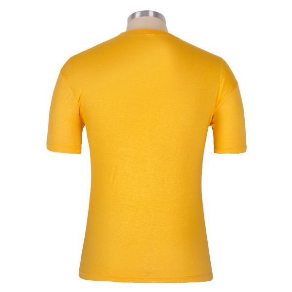 男士全棉圆领黄色印花T恤衫短袖运动服定制