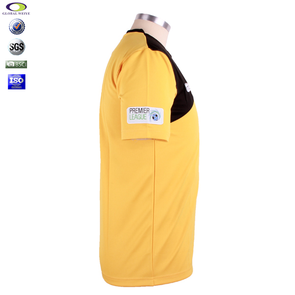 男士全涤拼接绣章T恤衫短袖运动服定制