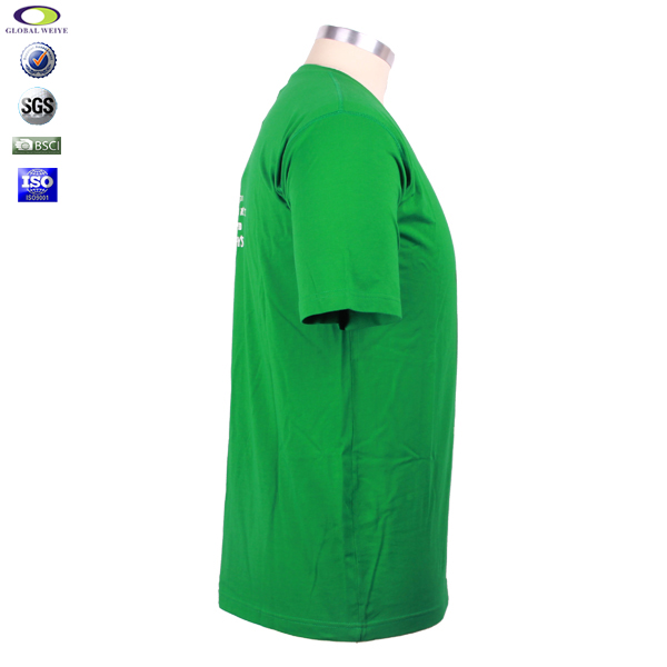 定制广告衫男士V领印花绿色t恤衫定做