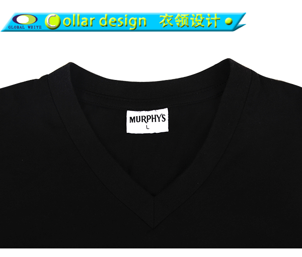 女士黑色印花V领短袖广告宣传T恤打底衫定制