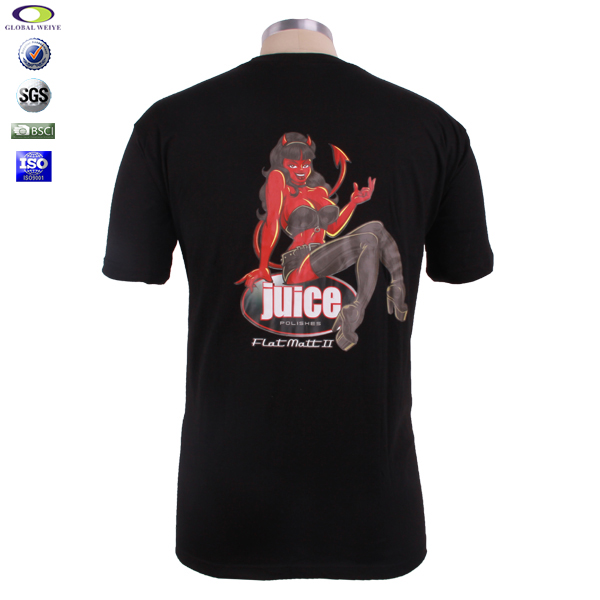 男士广告宣传衫黑色人物烫画圆领短袖T恤衫定制厂家