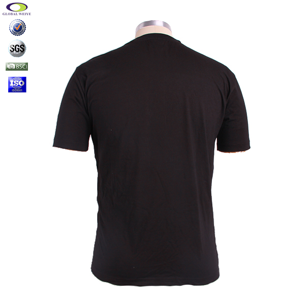 男士广告宣传衫黑色树叶烫画圆领短袖T恤衫定制厂家