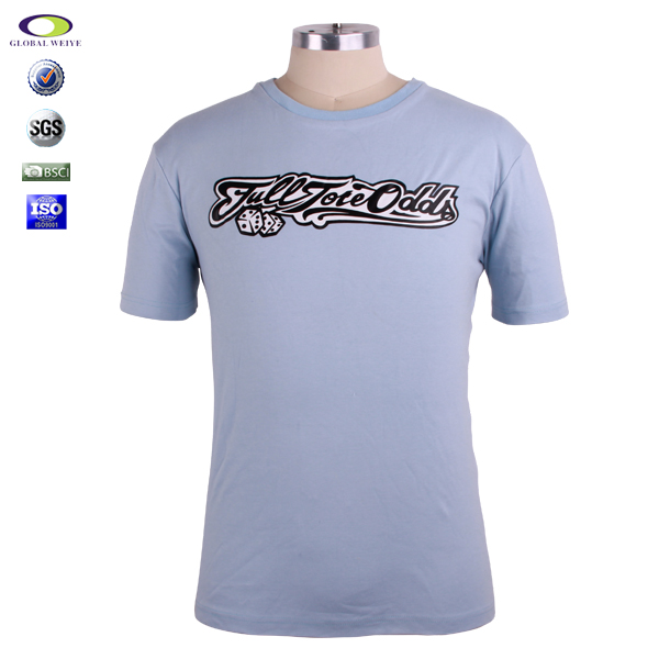 男士团队广告衫浅蓝色圆领印花短袖T恤衫工作服定制厂家