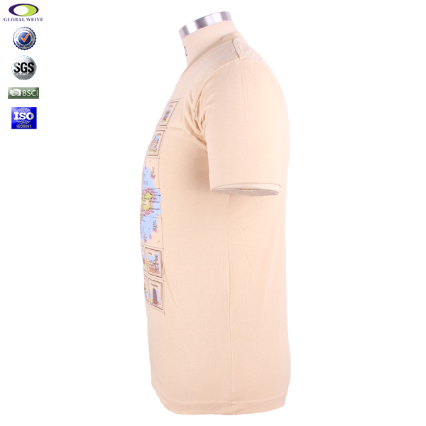 订制男士卡其色团队广告衫圆领印花短袖T恤工作服定制工厂