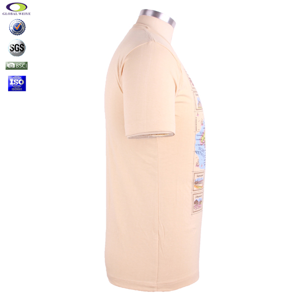 订制男士卡其色团队广告衫圆领印花短袖T恤工作服定制工厂