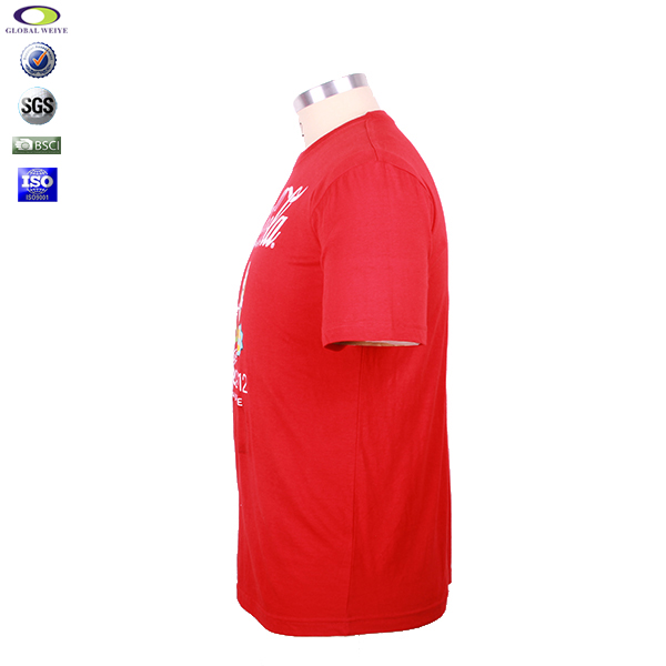 男士红色团队广告宣传衫圆领印花短袖T恤工作服定制厂家