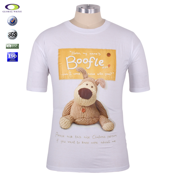 男士广告宣传衫白色卡通印花圆领短袖团队服定制