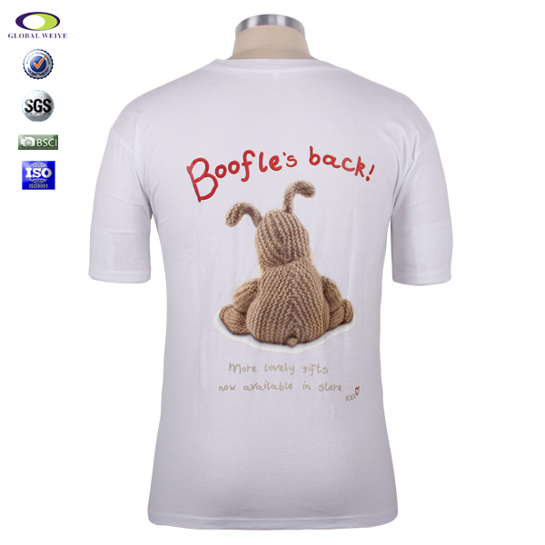 男士广告宣传衫白色卡通印花圆领短袖团队服定制