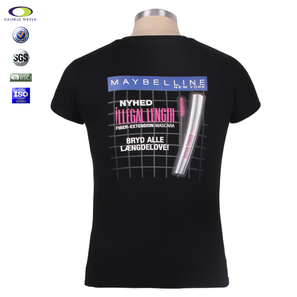 女士广告宣传衫黑色情侣装印花圆领短袖定制