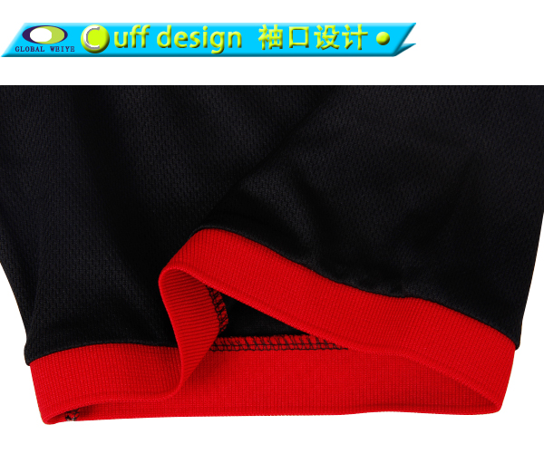 男士全涤红黑拼接刺绣POLO衫翻领短袖T恤定制