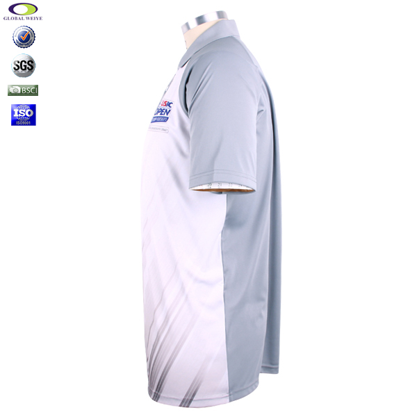 男士全涤灰色热升华POLO衫翻领短袖T恤衫定制