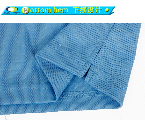 男士全涤淡蓝色空白POLO衫翻领短袖T恤衫定制