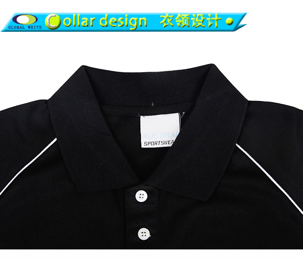 男士全涤黑色空白运动插肩POLO衫翻领短袖T恤衫定制厂家