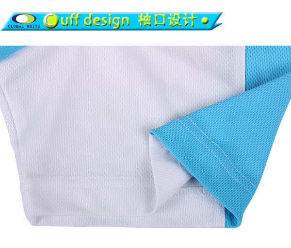 男士全涤蓝白运动POLO衫翻领短袖T恤衫定制厂家