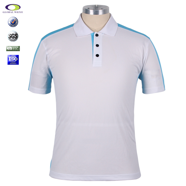 男士全涤蓝白运动POLO衫翻领短袖T恤衫定制厂家