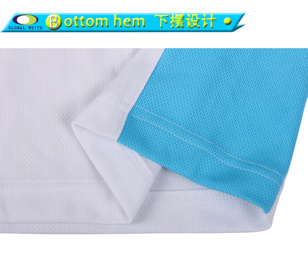 男士全涤蓝白运动POLO衫翻领短袖T恤衫定制厂家